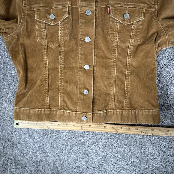Vtg Levis Jacket Misses M Golden Brown Corduroy Type 3 Trucker Faux Fur Collar - Picture 10 of 11